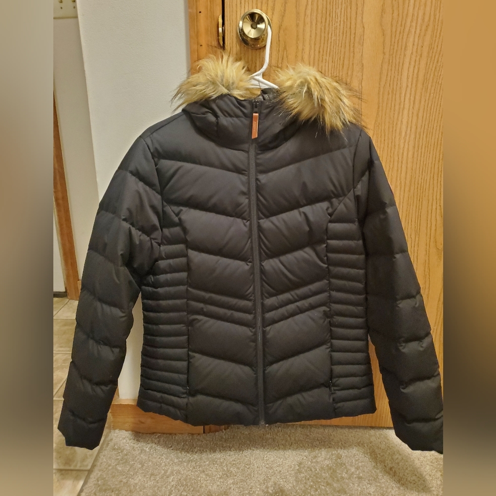 Alpine Design Womens Insulated Coat with Faux Fur Hood, Medium, Black